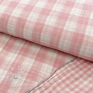 Double gauze/musselin Double sided CHECKS MINI old rose