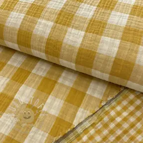 Double gauze/musselin Double sided CHECKS MINI ochre