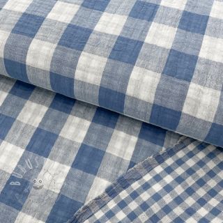 Double gauze/musselin Double sided CHECKS MINI indigo