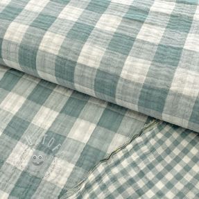 Double gauze/musselin Double sided CHECKS MINI green