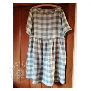Double gauze/musselin Double sided CHECKS MINI green