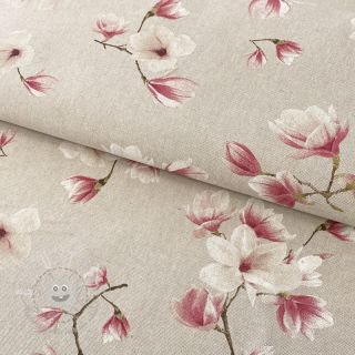 Dekostoff Linenlook Floral magnolia bloom