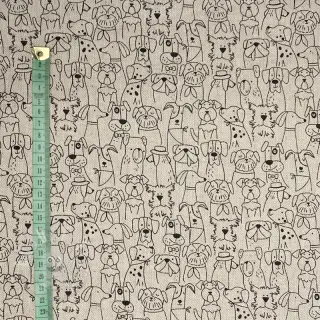 Dekostoff Linenlook Dog cartoon line