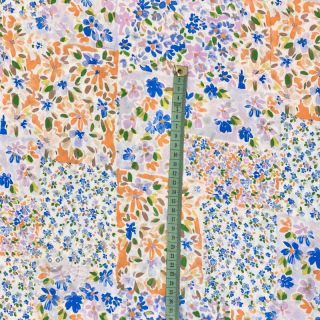 Viskosestoff RADIANCE Patchwork flowers indigo digital print