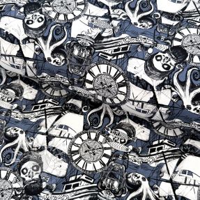 Jersey Pirate skulls blue digital print