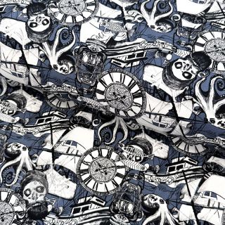 Jersey Pirate skulls blue digital print