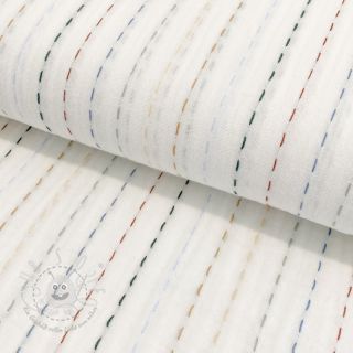 Double gauze/musselin Embroidery stripes white