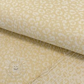 Dvojitá gázovina/mušelín jacquard Animal yellow ecru