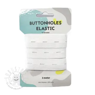 Knopfloch gummiband 18 mm white 3 m