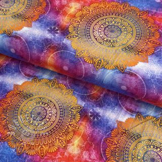 Jersey VISCOSE LYCRA HEAVY Mandala ochre digital print