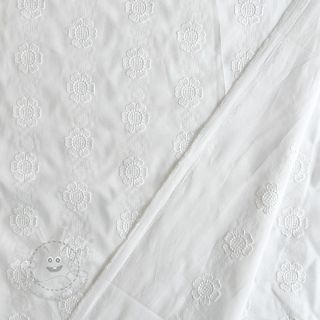 Baumwollstoff VOILE Embroidery Dotty flowers white