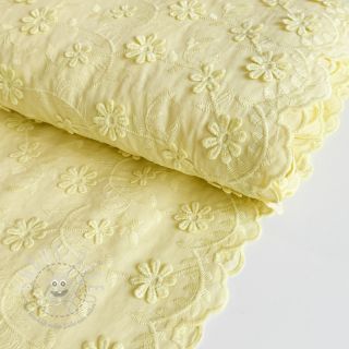 Baumwollstoff VOILE Embroidery flowers yellow