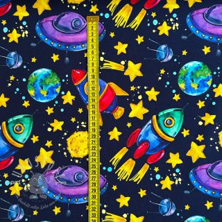 Sweatstoff Planets and rockets design B digital print