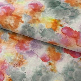 Leinen mit Baumwolle Abstract flowers RAMIE orange digital print