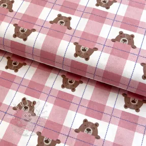 Baumwollstoff FLANNEL Bear check light pink