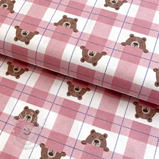 Baumwollstoff FLANNEL Bear check light pink