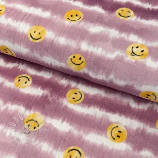 Double gauze/musselin Happy faces blush digital print