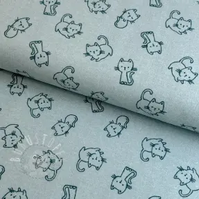 Baumwollstoff FLANNEL Cats mint