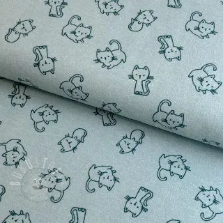 Baumwollstoff FLANNEL Cats mint