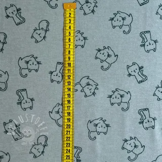 Baumwollstoff FLANNEL Cats mint