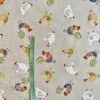 Dekostoff Linenlook Rooster And Chick