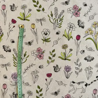 Dekostoff Linenlook Spring Doodle Time
