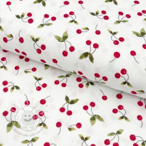 Double gauze/musselin Cherries white digital print