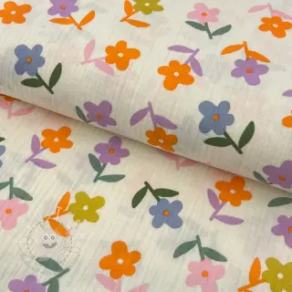Double gauze/musselin Retro flowie ecru