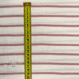Double gauze/musselin YARN DYED Thin strip mauve