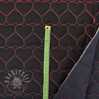Steppstoffe EMBROIDERY Hearts navy pink