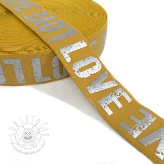 Gummiband 3,5 cm LOVE ochre