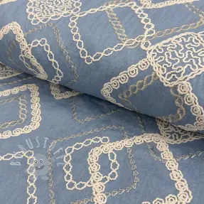 Baumwollstoff JEANS EMBROIDERY Square light blue