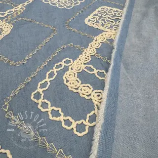 Baumwollstoff JEANS EMBROIDERY Square light blue