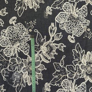 Baumwollstoff JEANS EMBROIDERY Bouquet black