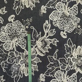 Baumwollstoff JEANS EMBROIDERY Bouquet black