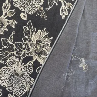Baumwollstoff JEANS EMBROIDERY Bouquet black