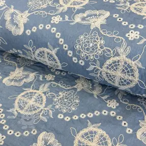 Baumwollstoff JEANS Embroidery Buttercup