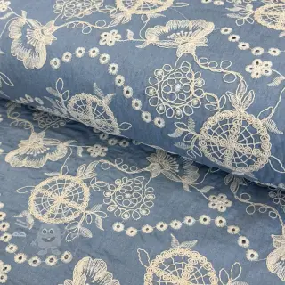 Baumwollstoff JEANS Embroidery Buttercup
