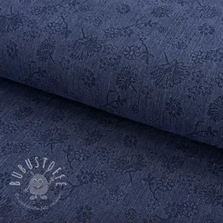 JEANS 9,5 OZ Embossed Flowers dark blue