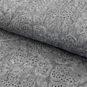 Baumwollstoff VOILE EMBROIDERY Vintage dark grey