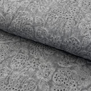 Baumwollstoff VOILE EMBROIDERY Vintage dark grey