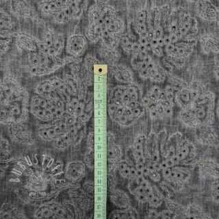 Baumwollstoff VOILE EMBROIDERY Vintage dark grey