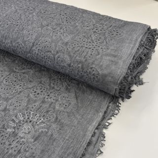 Baumwollstoff VOILE EMBROIDERY Vintage dark grey