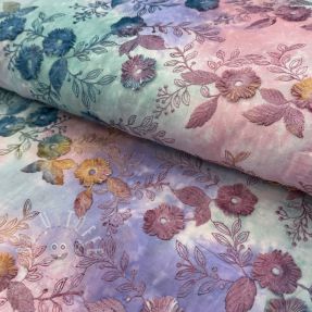 Baumwollstoff TIE DYE EMBROIDERY Poppy design C