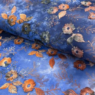 Baumwollstoff TIE DYE EMBROIDERY Poppy design D