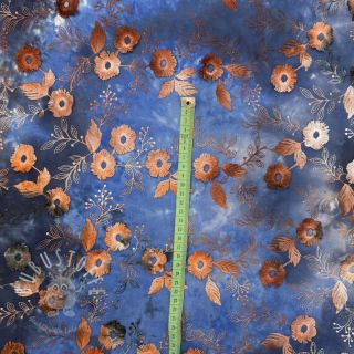 Baumwollstoff TIE DYE EMBROIDERY Poppy design D