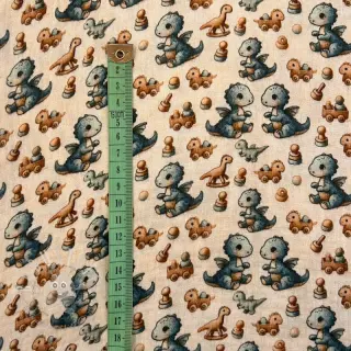 Double gauze/musselin Baby dino design B digital print