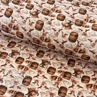 Double gauze/musselin Little farm animals design D digital print
