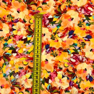 Viskosestoff RAYON POPLIN Oil painted flowers design A digital print