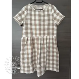 Double gauze/musselin Double sided CHECKS MINI sand